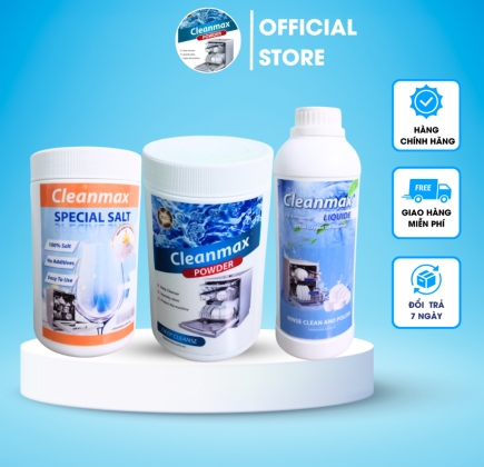 Combo 1,8kg Bột rửa bát +2kg Muối +1000ml Nước tráng và làm bóng